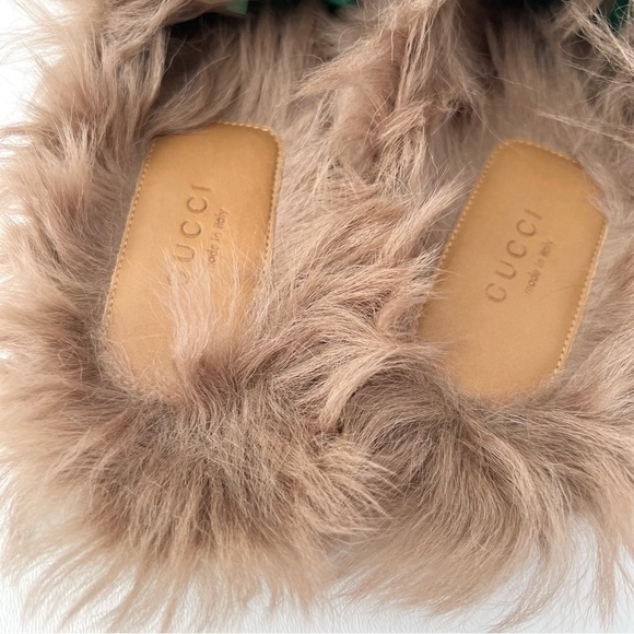 GUCCI | Princetown Fur Horsebit Tan Beige GG Monogram Slipper Mule EU 40 US 10 - Picture 7 of 10